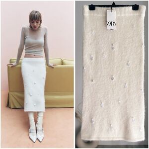 ZARA SEQUIN ALPACA BLEND KNIT SKIRT
ECRU